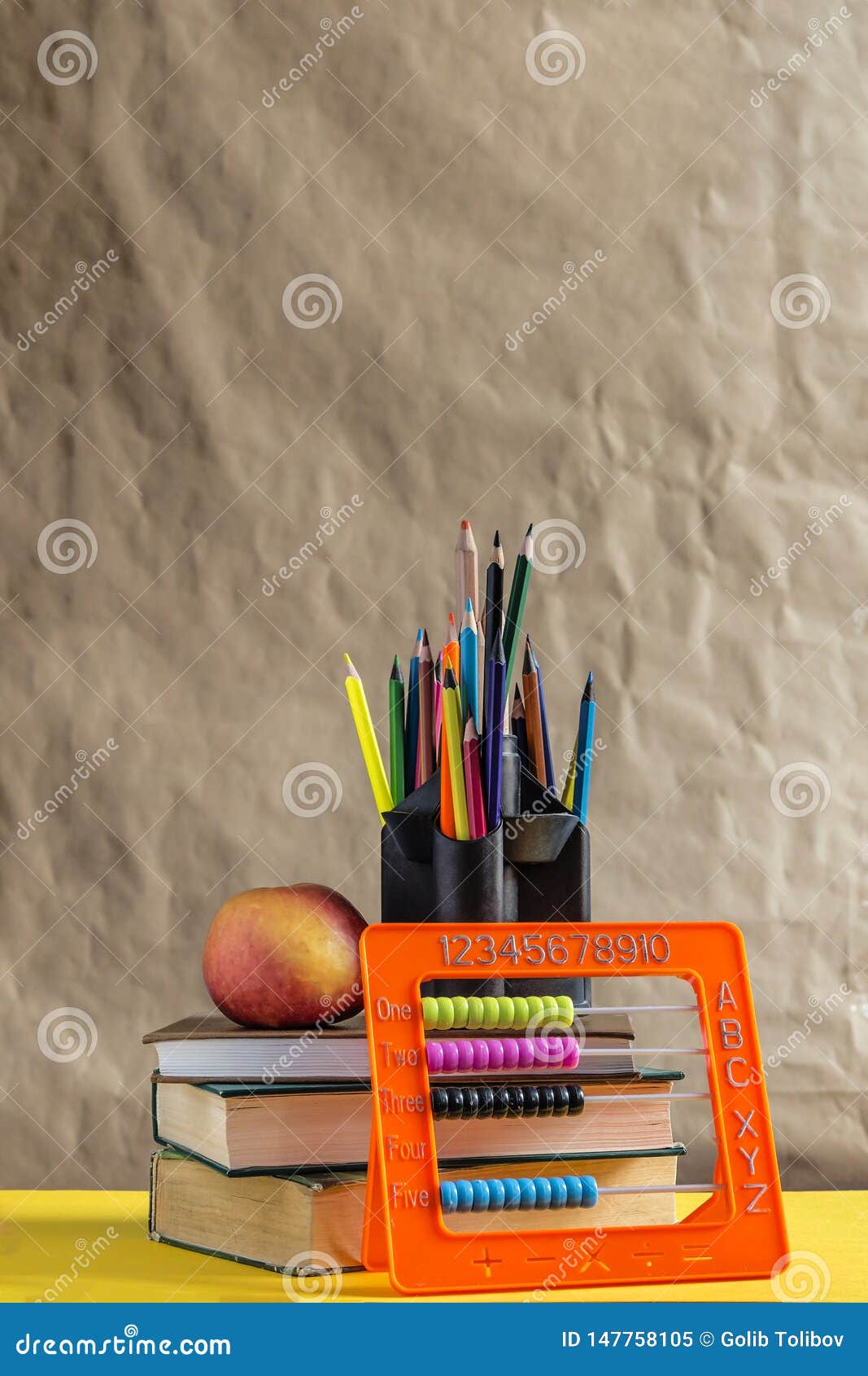 Back To School Concept. Stack of Books with School Supplies Stock Image