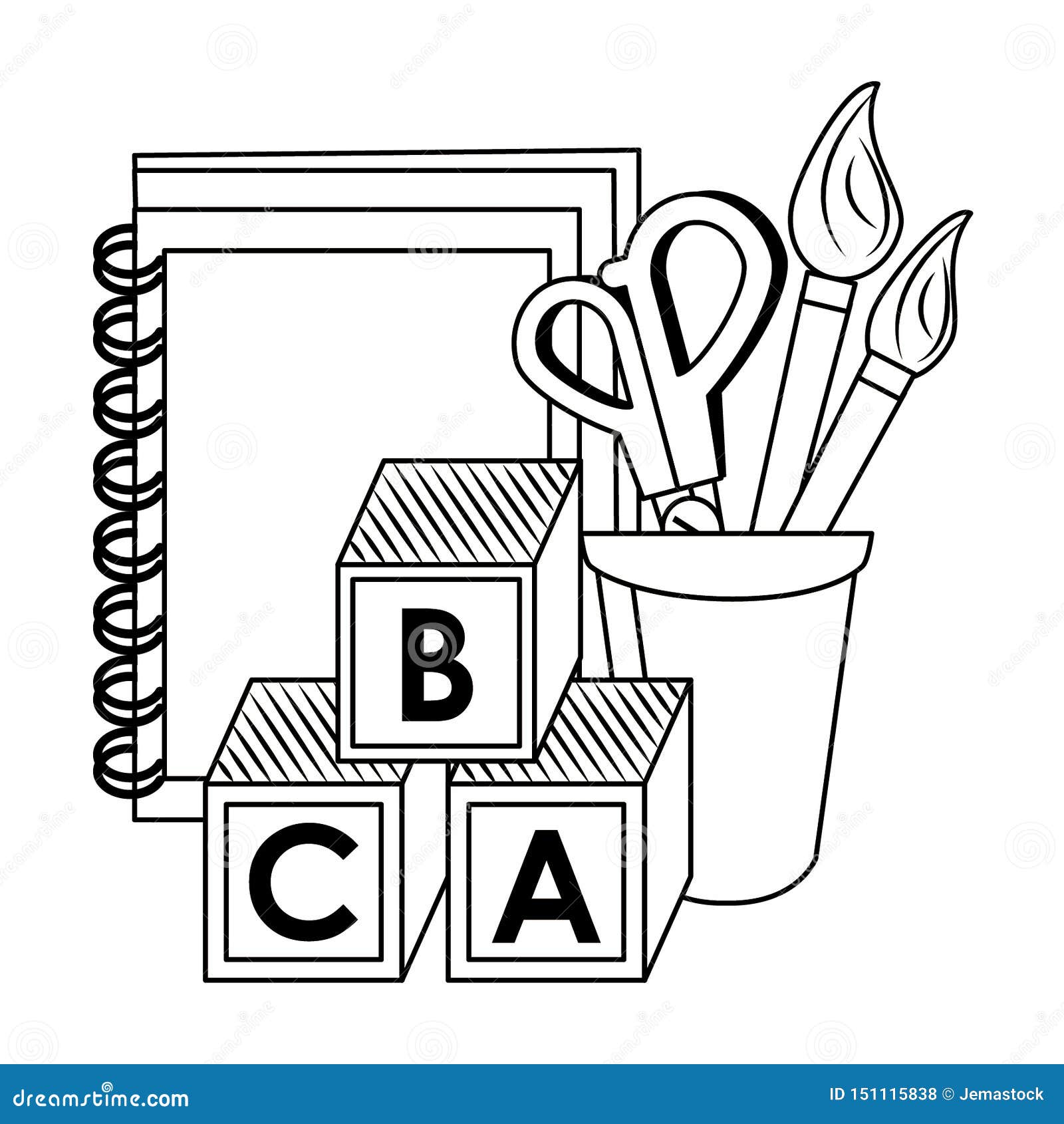 Black And White Back To School Clipart - Download in Illustrator