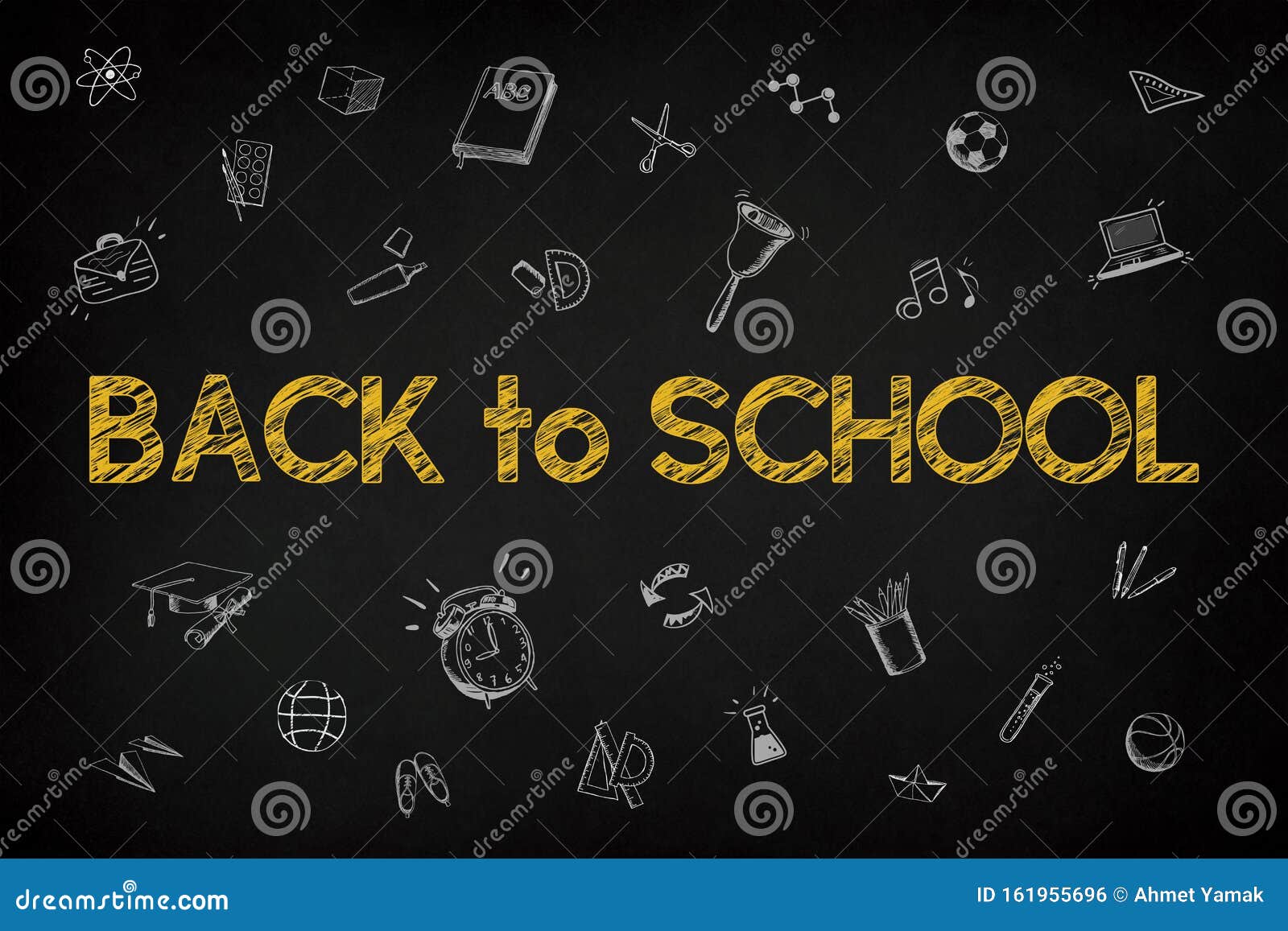 Back To School with Education Concept Chalk Text on Chalkboard Stock
