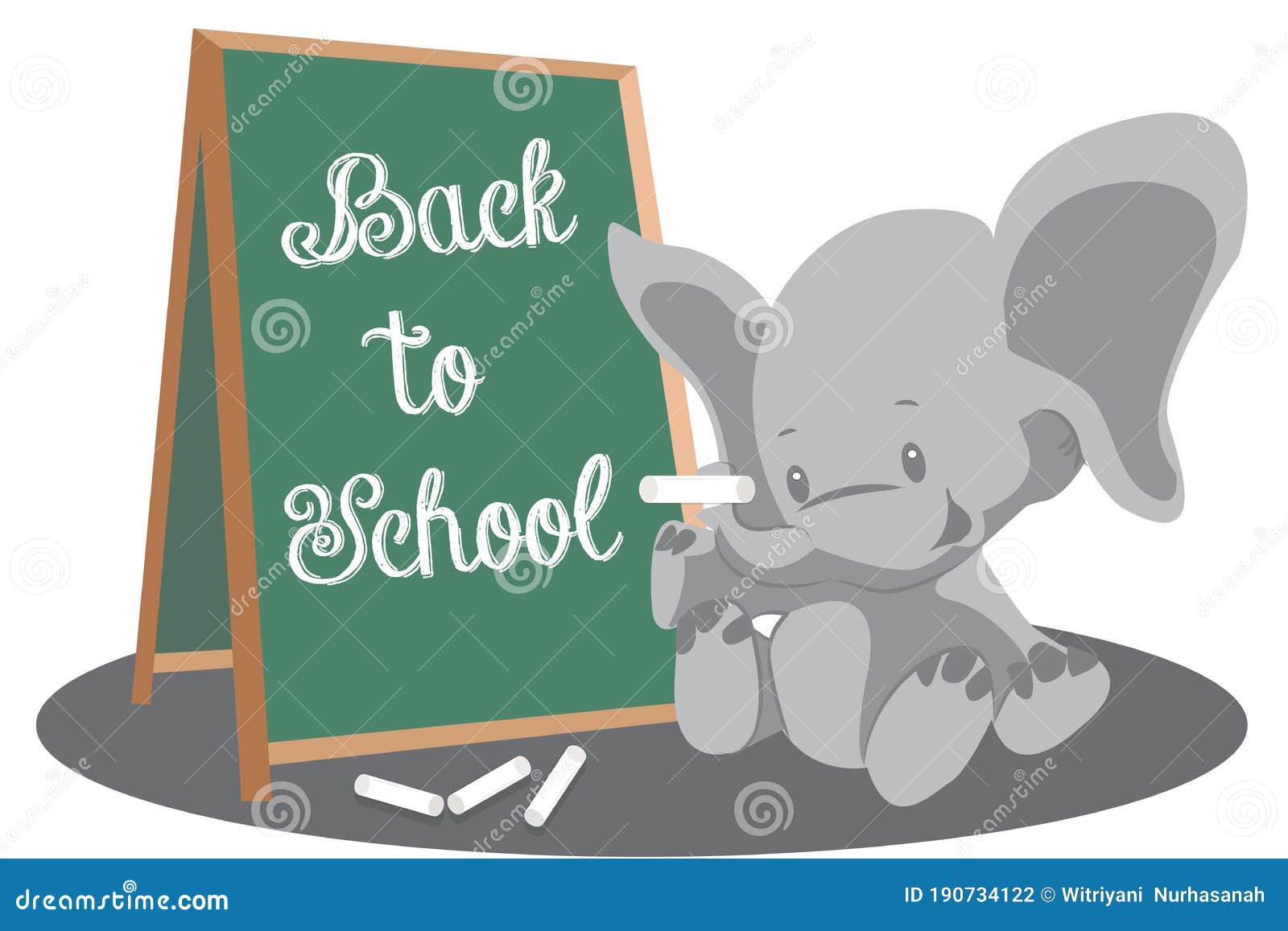 Back To School Education Cute Little Elephant with Chalkboard Vector