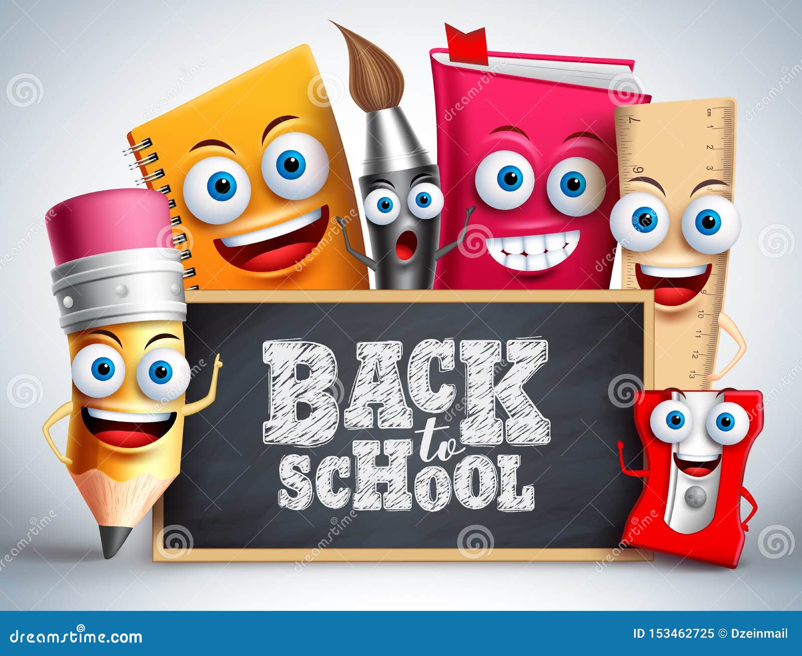 back to school education items  characters. school mascots