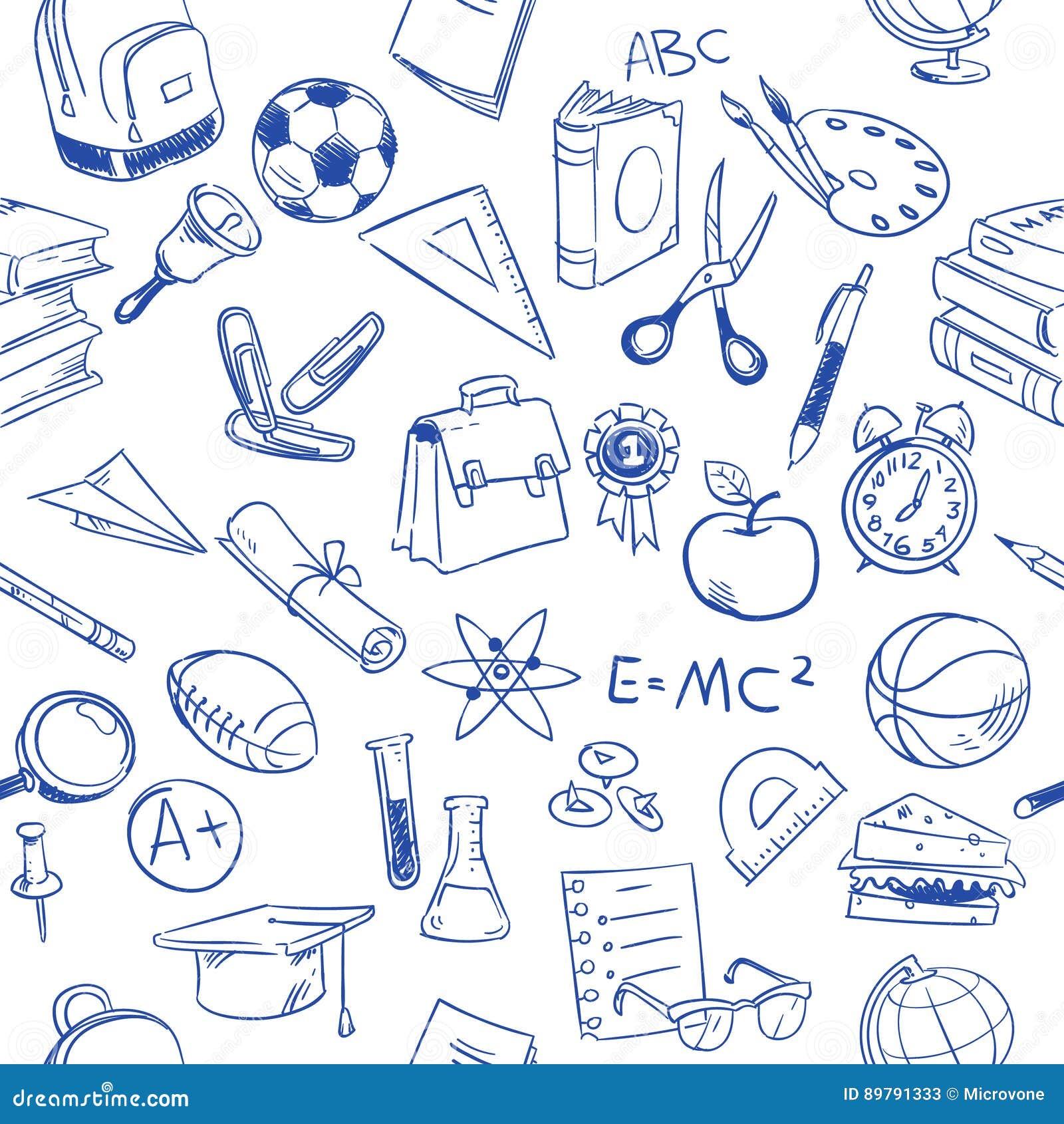 Back To School Education Vector Doodles Pencil Drawing Seamless