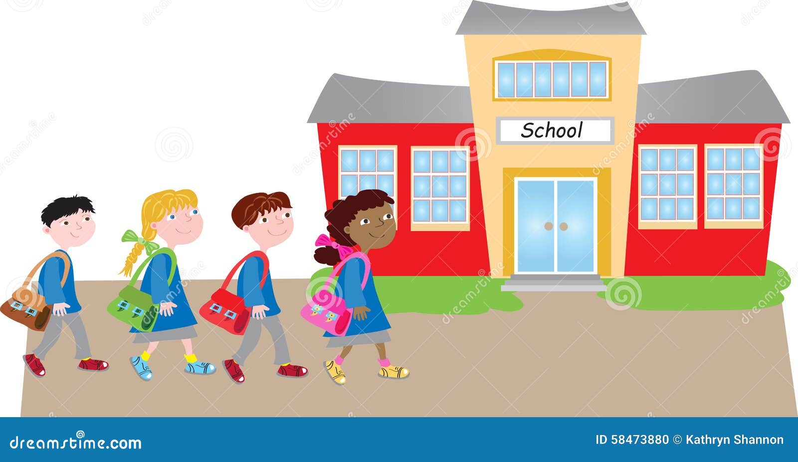 boy walking to school clipart