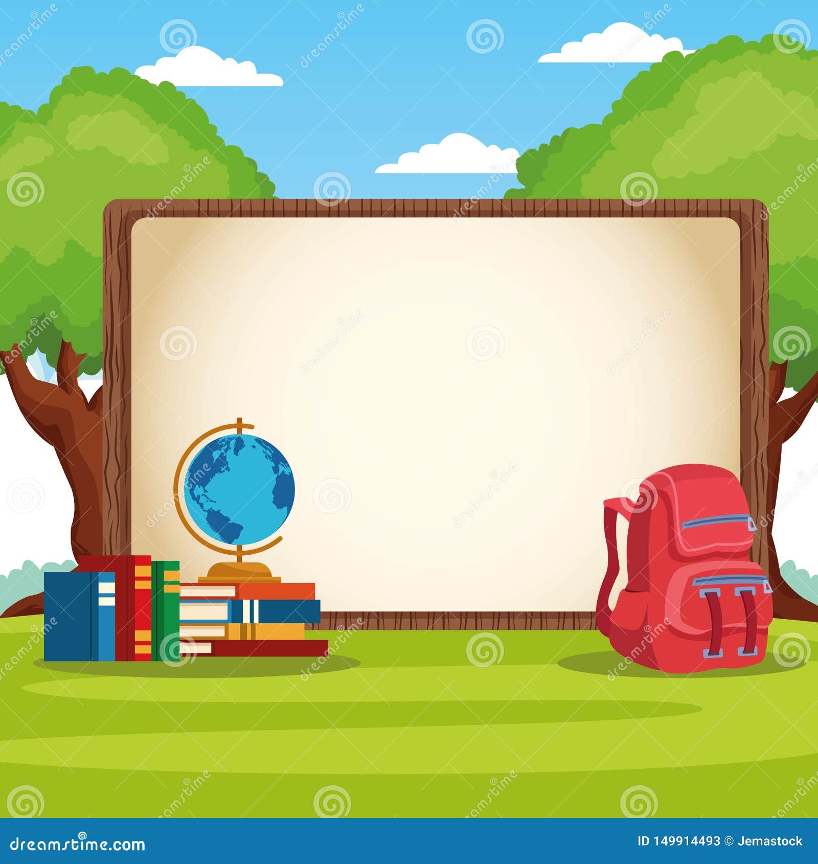 Back To School Frame with Cartoons Stock Vector of junior, cute: