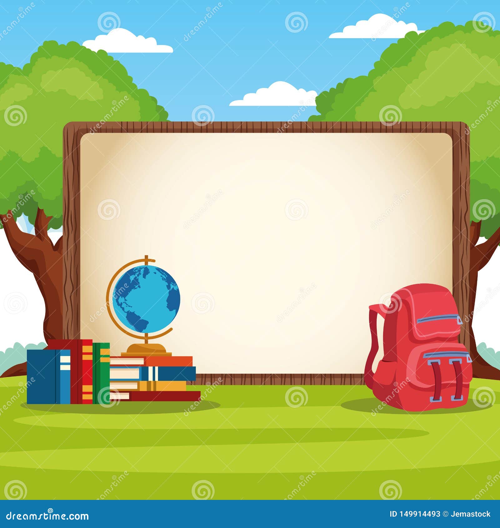 Back To School Frame With Cartoons Stock Vector Illustration Of Junior Cute