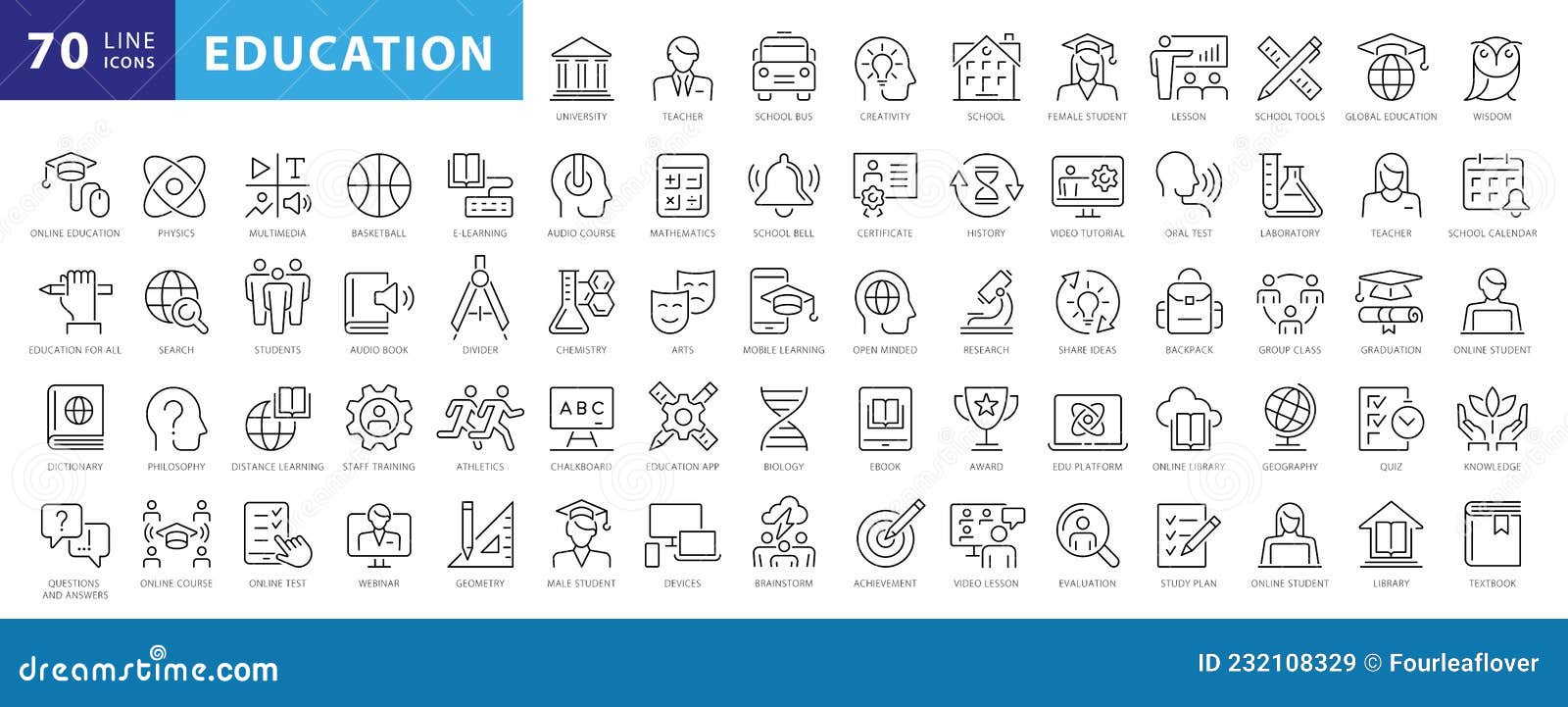 back to school icon set with 50 different  icons related with education