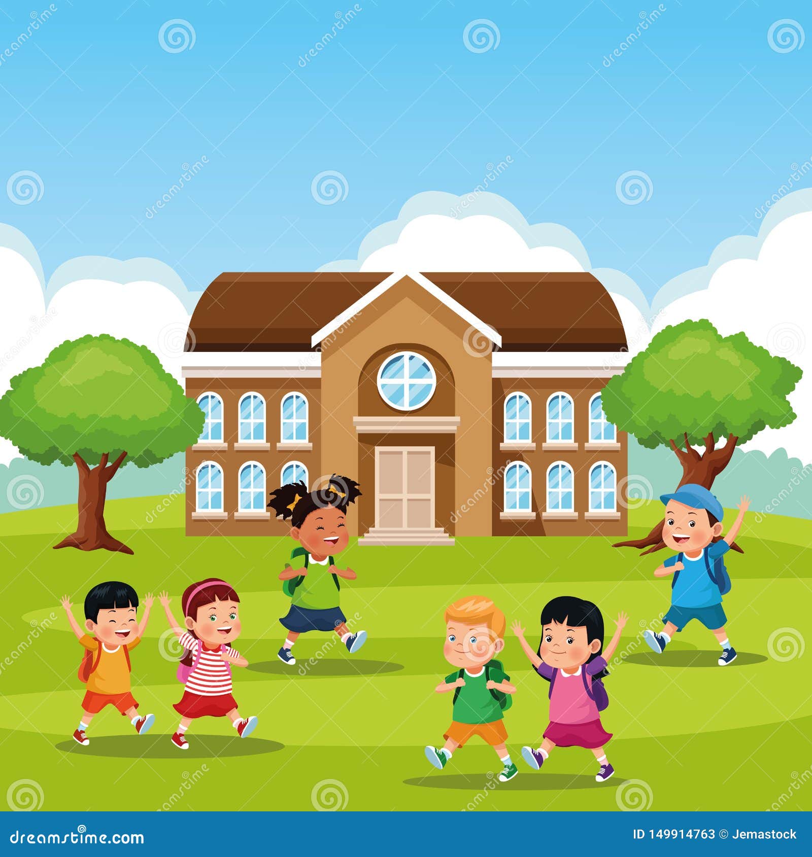 Back To School Kids Cartoons Stock Vector - Illustration of happiness,  small: 149914763