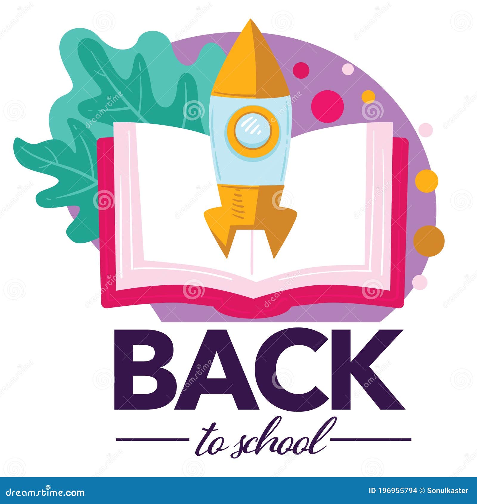 Back To School Open Book With Launching Rocket Stock Vector Illustration Of College Childhood