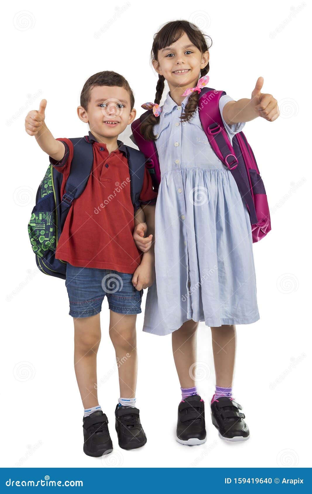 Back To School Brother Sister Stock Illustration - Download Image Now -  Back to School, Bag, Black Color - iStock