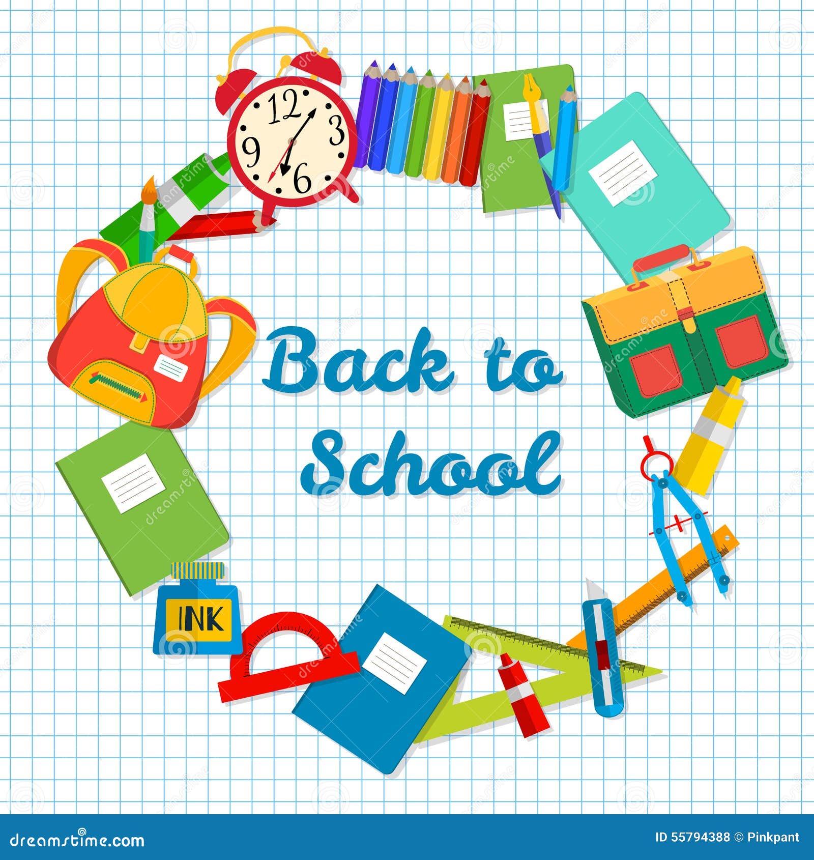 back to school postcard frame school objects office supplies background sheet notebook 55794388