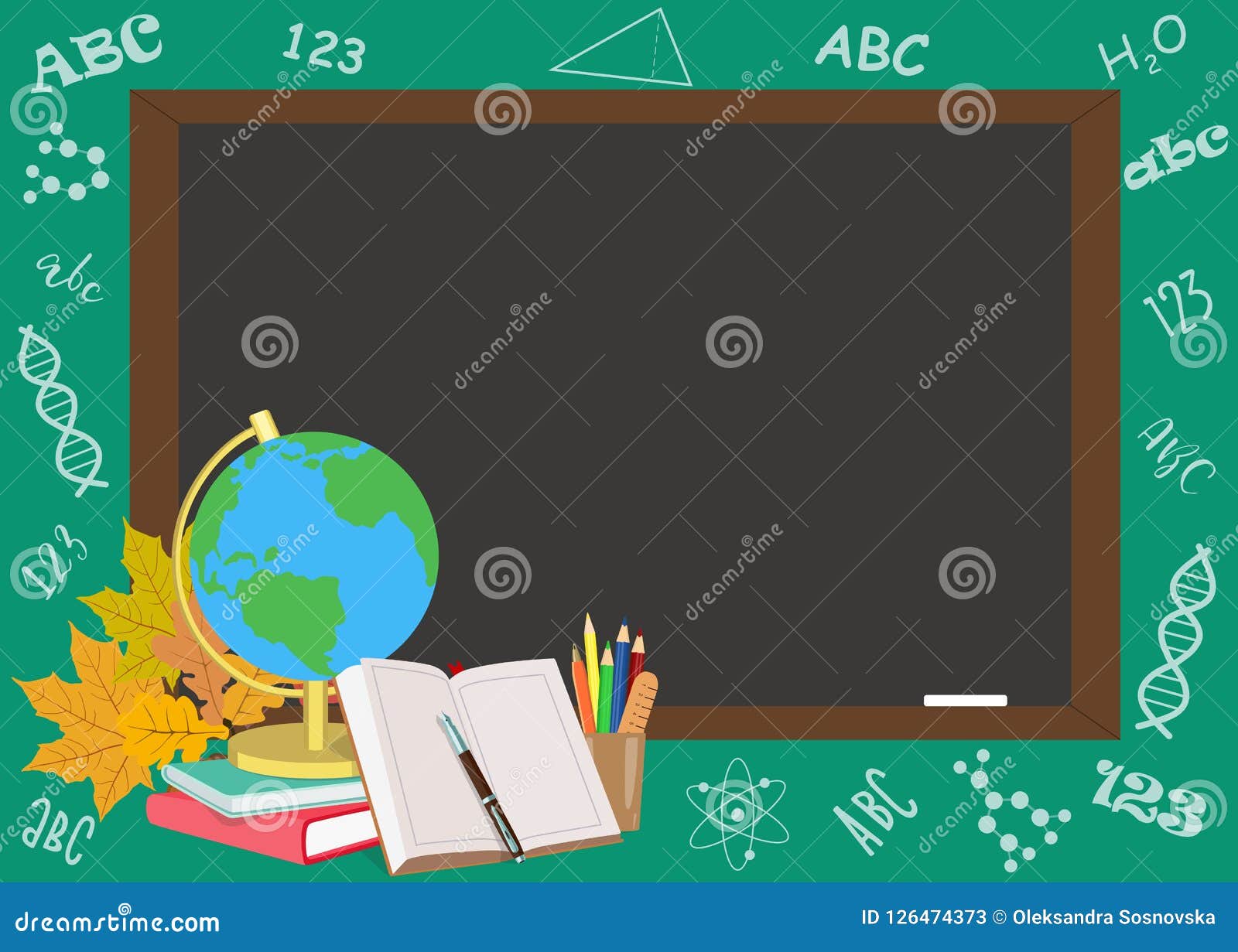 Back To School Poster Design with School Subjects. Vector Illustration  Stock Vector - Illustration of compasses, card: 126474373