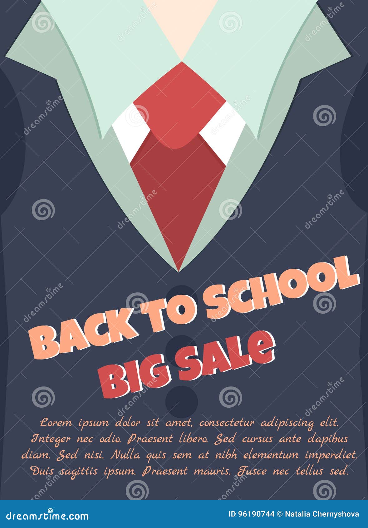 Back To School Sale Poster with Text and School Uniform Stock Vector