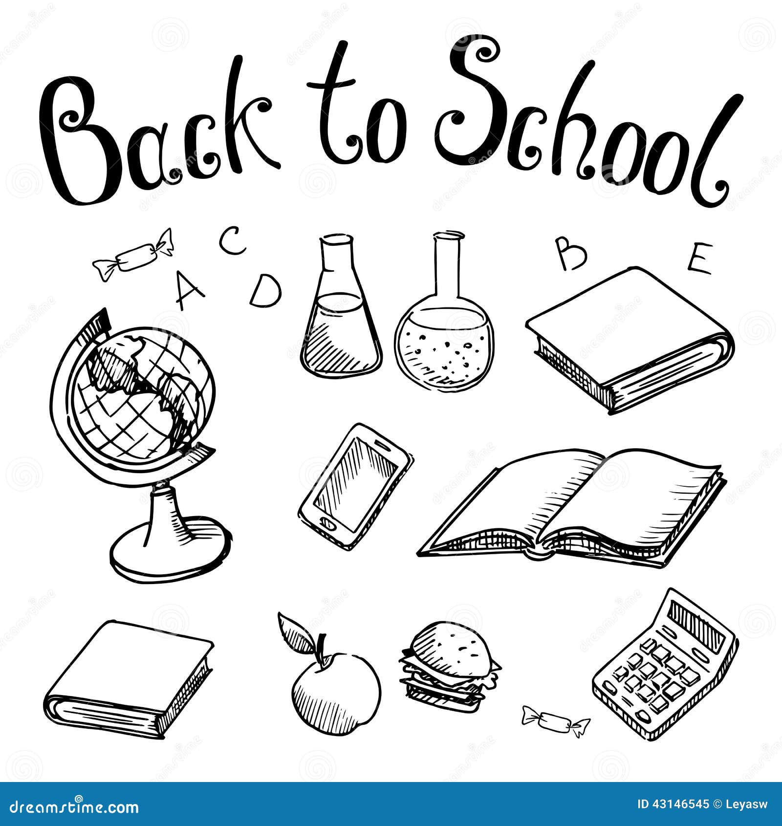 Back To School School Subjects On On A White Background Stock Vector Illustration Of Sandwich Graph