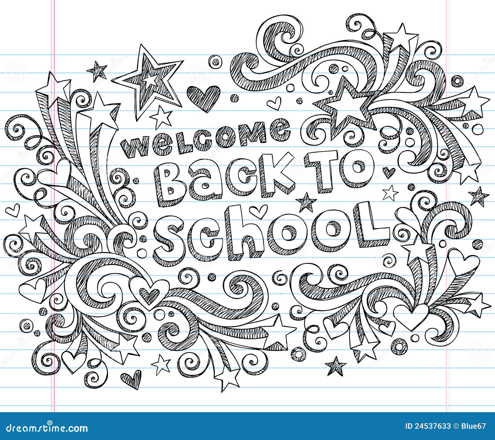 Back To School Sketchy Doodles Vector Design Stock Photos 