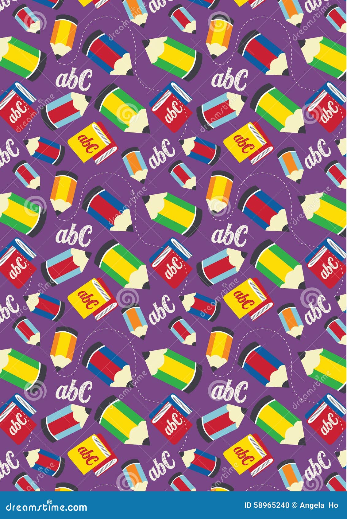 Back To School Stationery Set Purple Background Pattern Stock