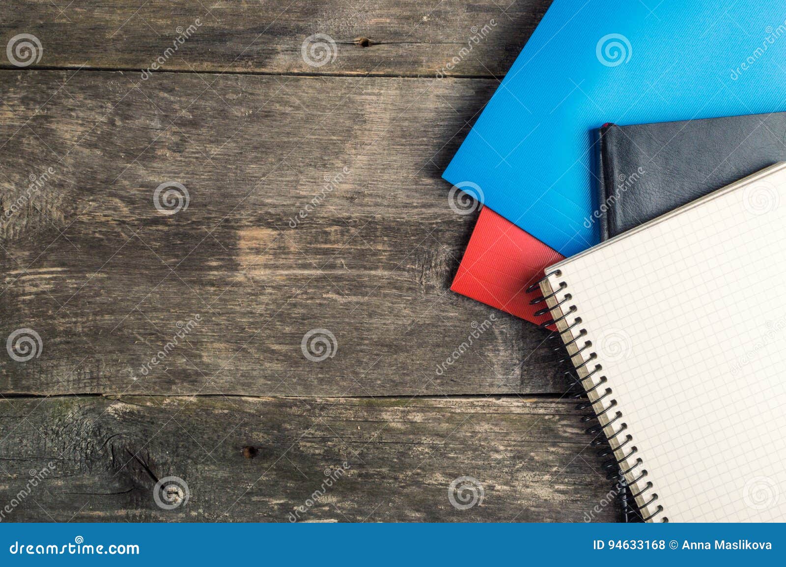 Back To School, Supplies, Notebook on the Grey Background, Top View