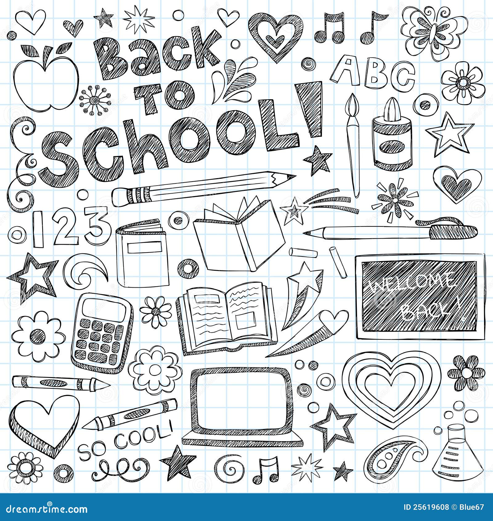 Premium Vector  A set of school items in a simple doodle style