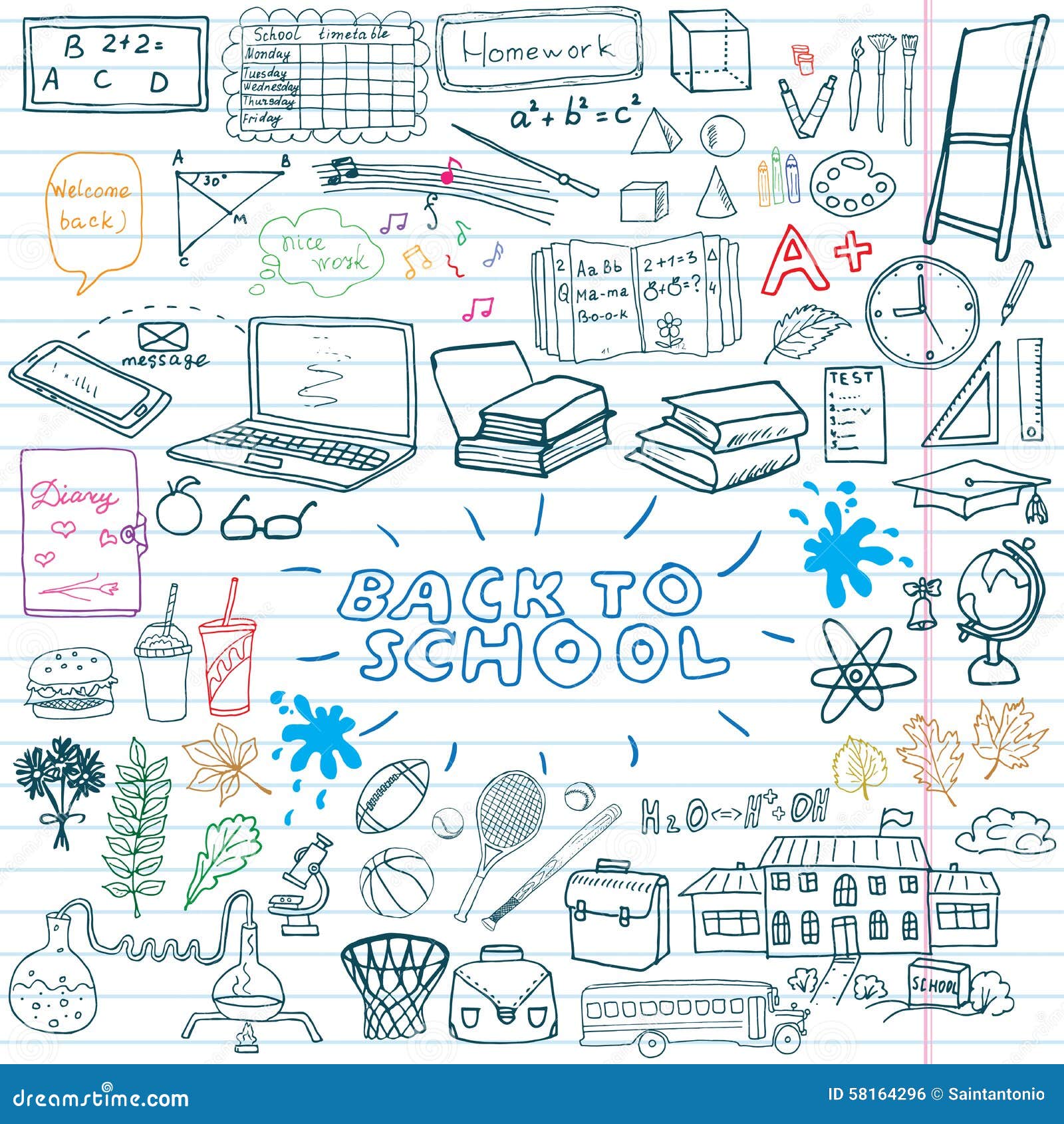 Free Vector  Drawing school items on a notebook