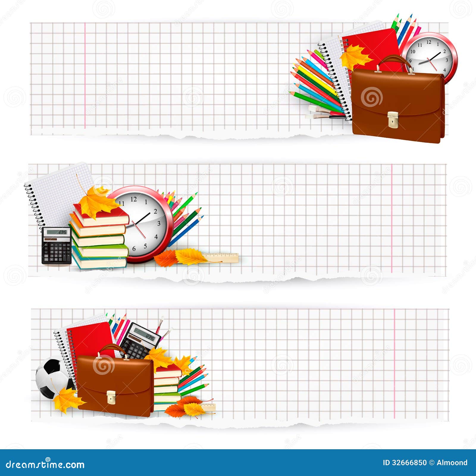Back To School. Two Banners with School Supplies Stock Vector