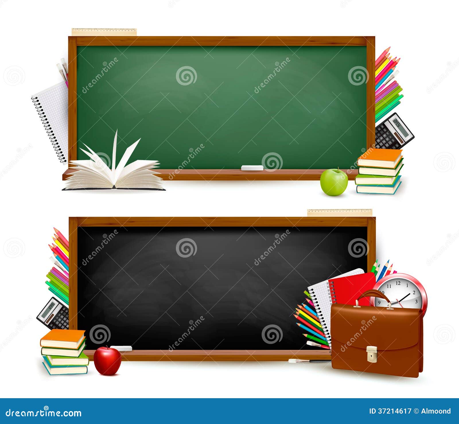 Back To School.Two Banners with School Supplies Stock Vector