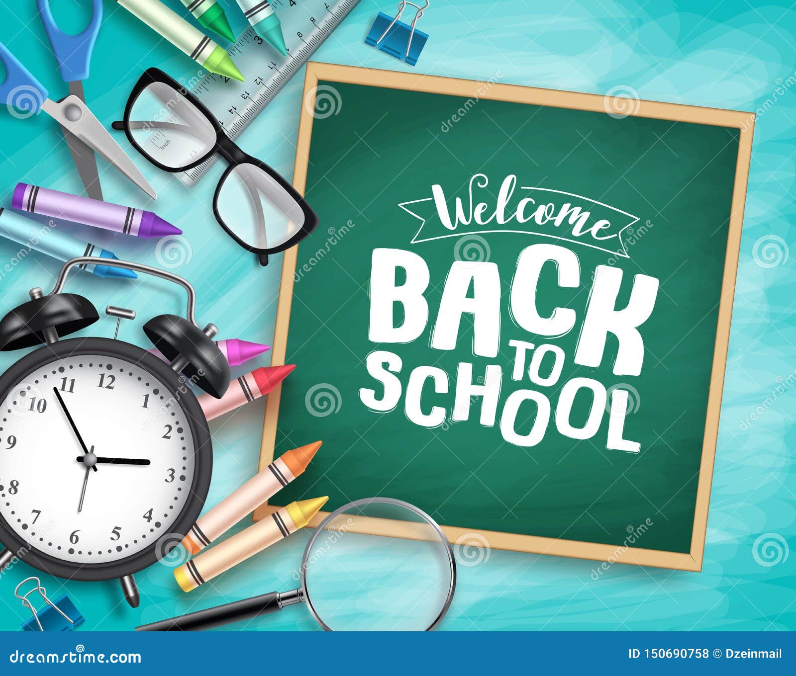 Back To School Vector Background Template Welcome Back To School Greeting Text Stock Photo Image Of Illustrationn Concept