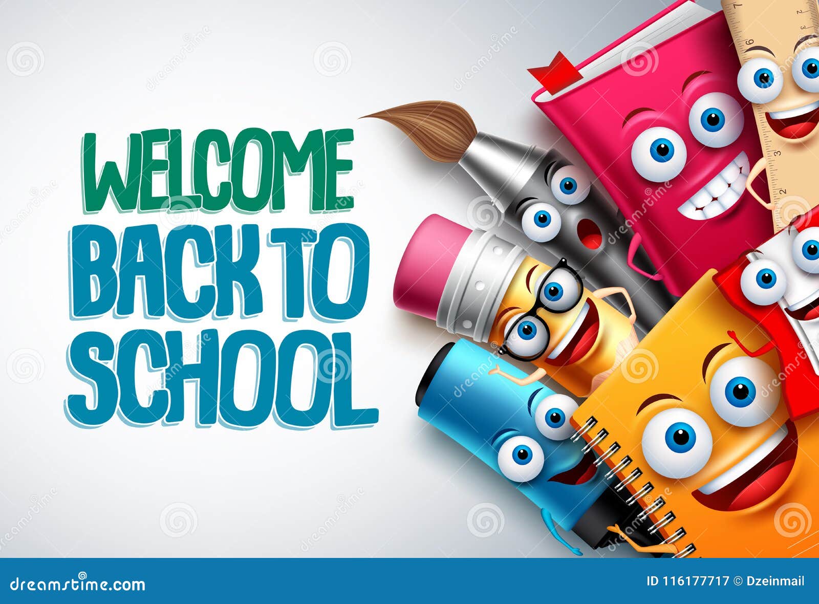 back to school  characters background template with funny education cartoon mascots