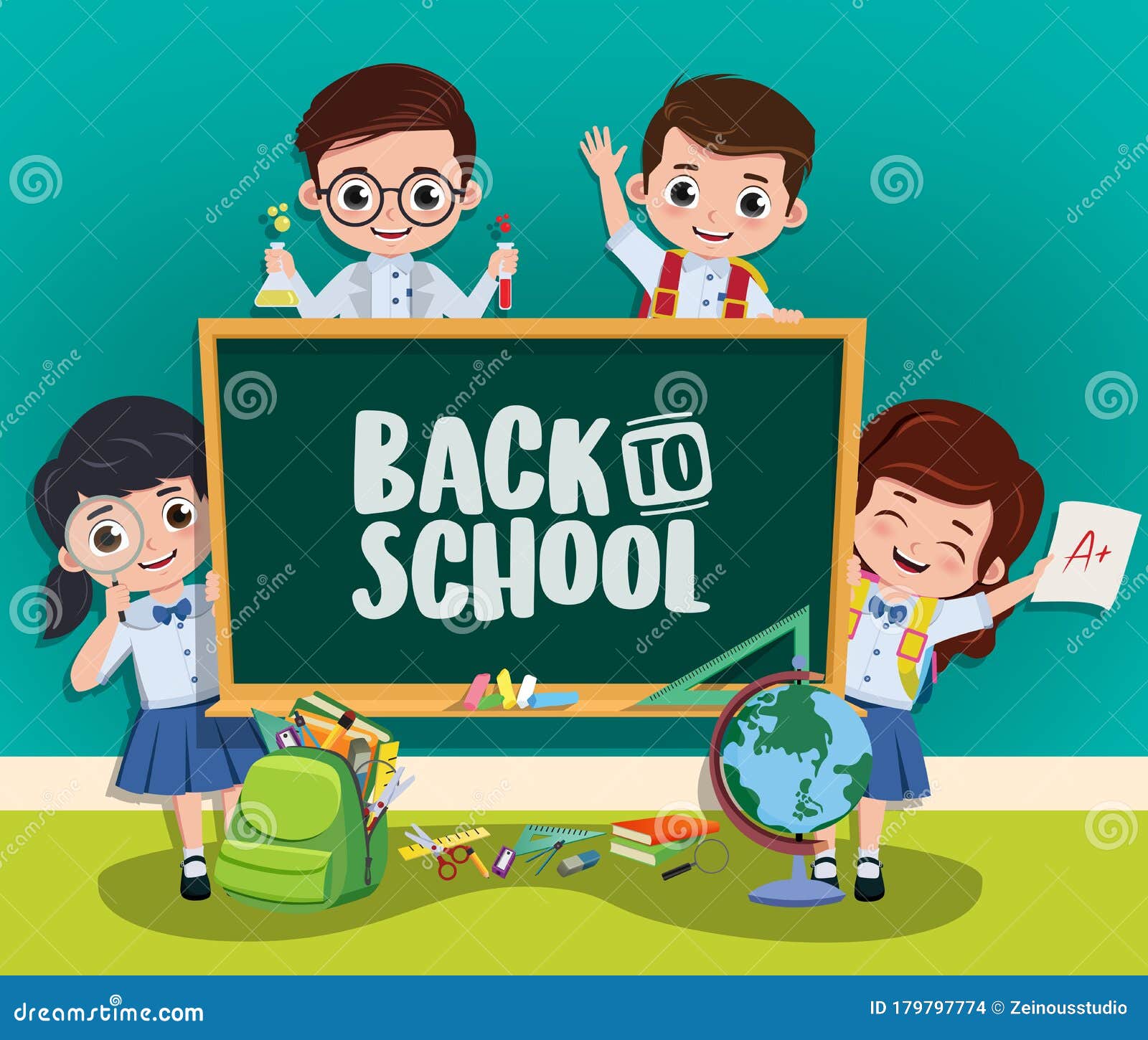 Back To School Vector Characters Concept. Back To School Text in ...