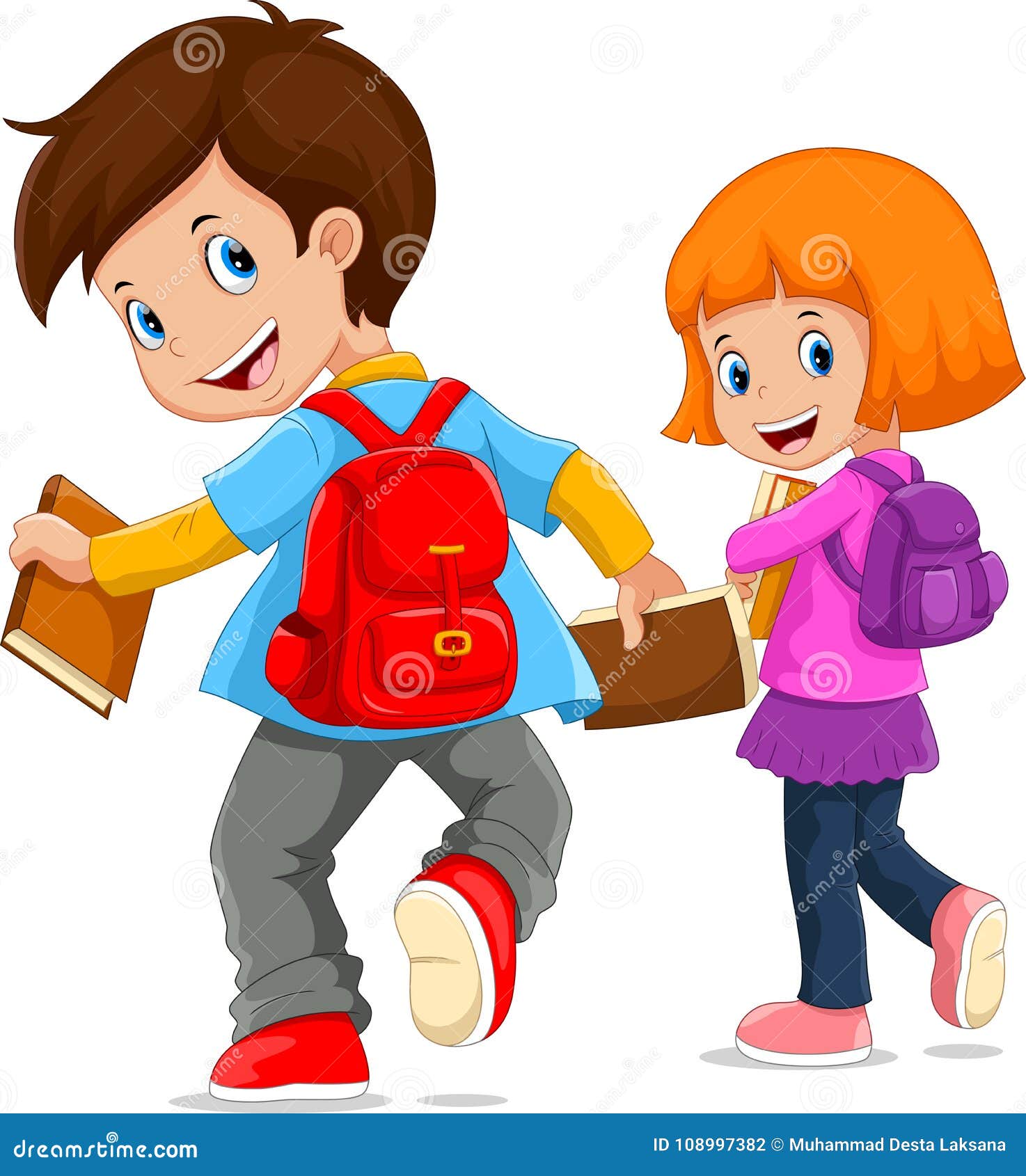 Back To School. Vector Illustration of Cartoon Kids Going To School Stock  Illustration - Illustration of pupil, person: 108997382