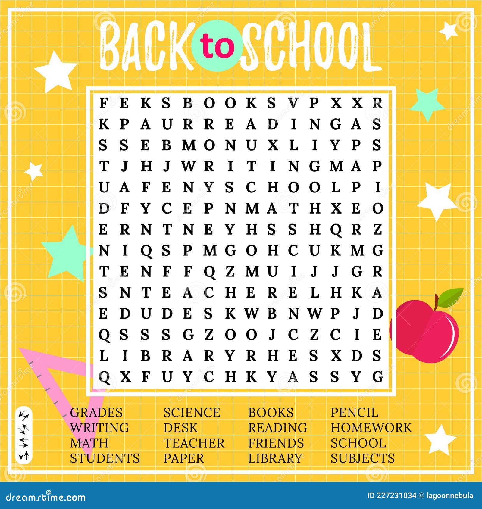 Easy Word Search Crossword Puzzle Back To School Stock Illustration -  Download Image Now - Abacus, Alphabet, Back to School - iStock