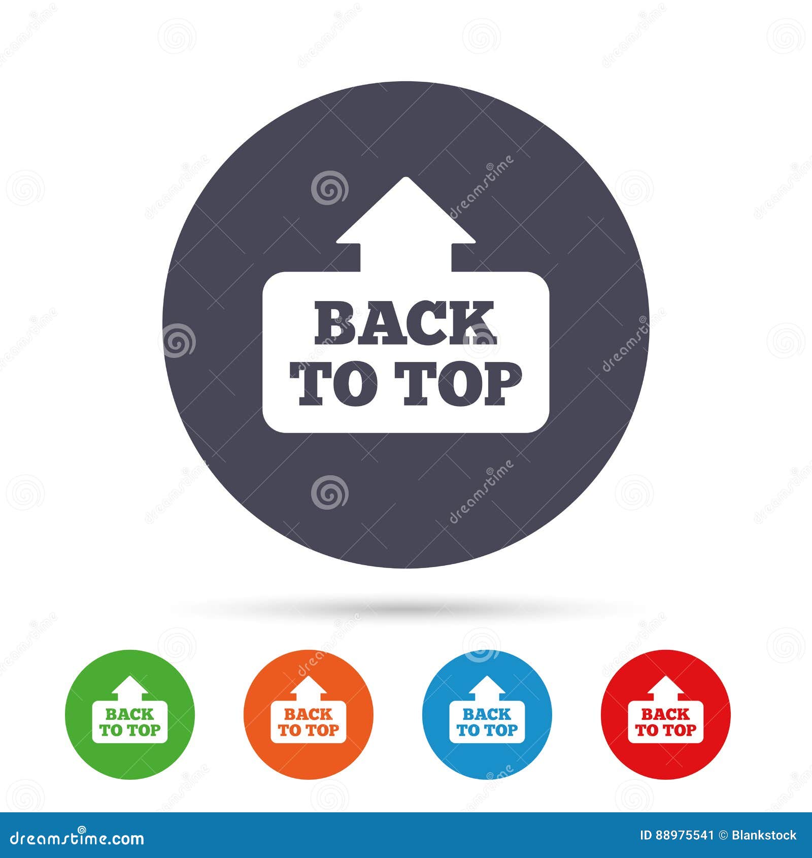 Back To Top Arrow Sign Icon. Up Symbol. Stock Vector - Illustration of internet, 88975541