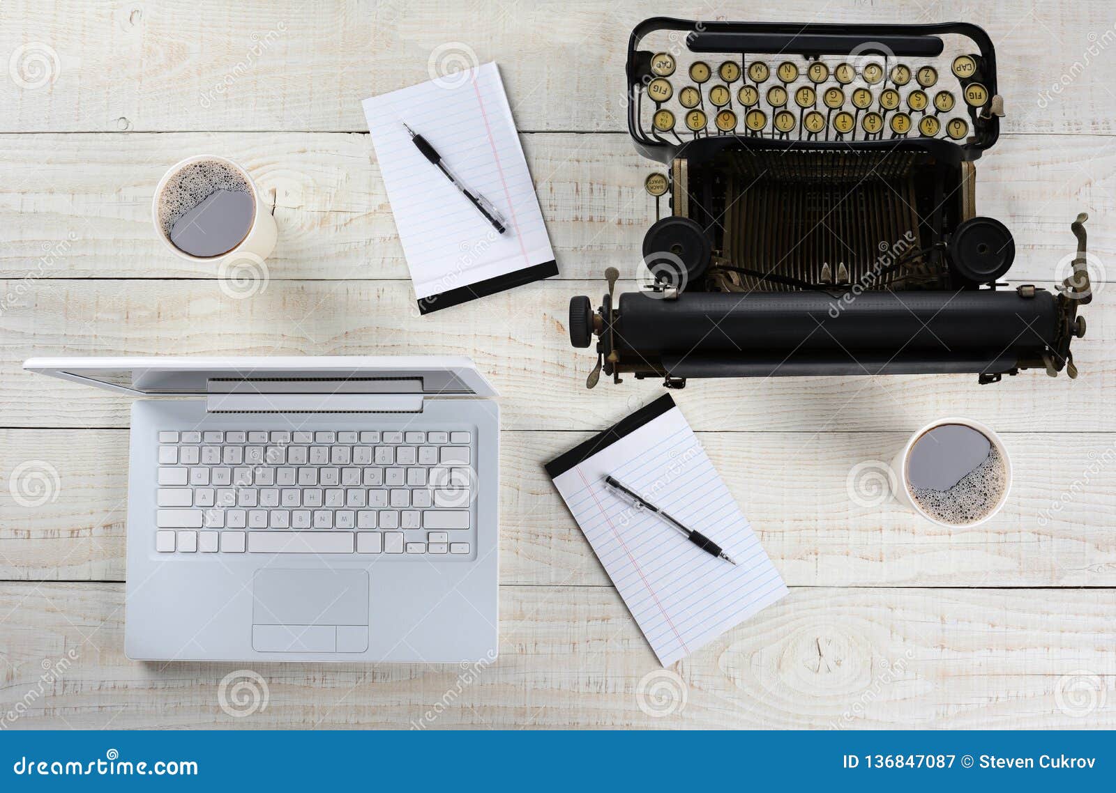 Back To Back Work Stations Old School And Tech Stock Image Image