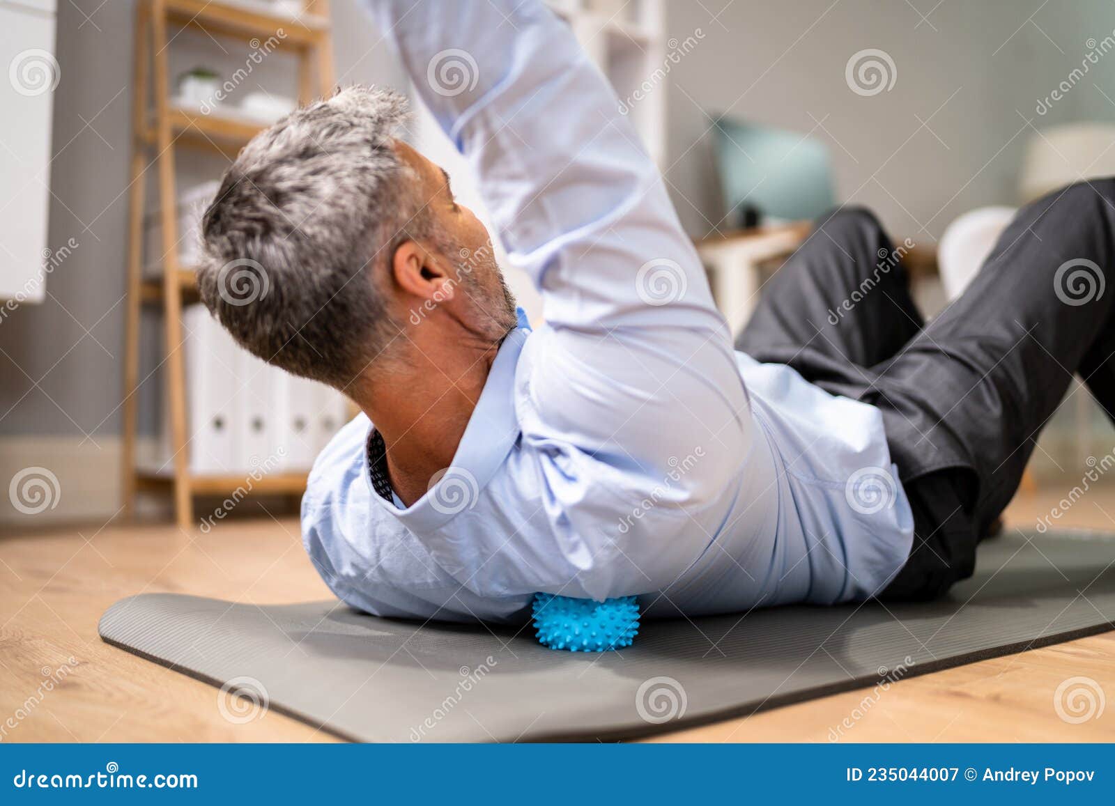 Back Trigger Point Massage Using Spiky Ball Stock Image Image of