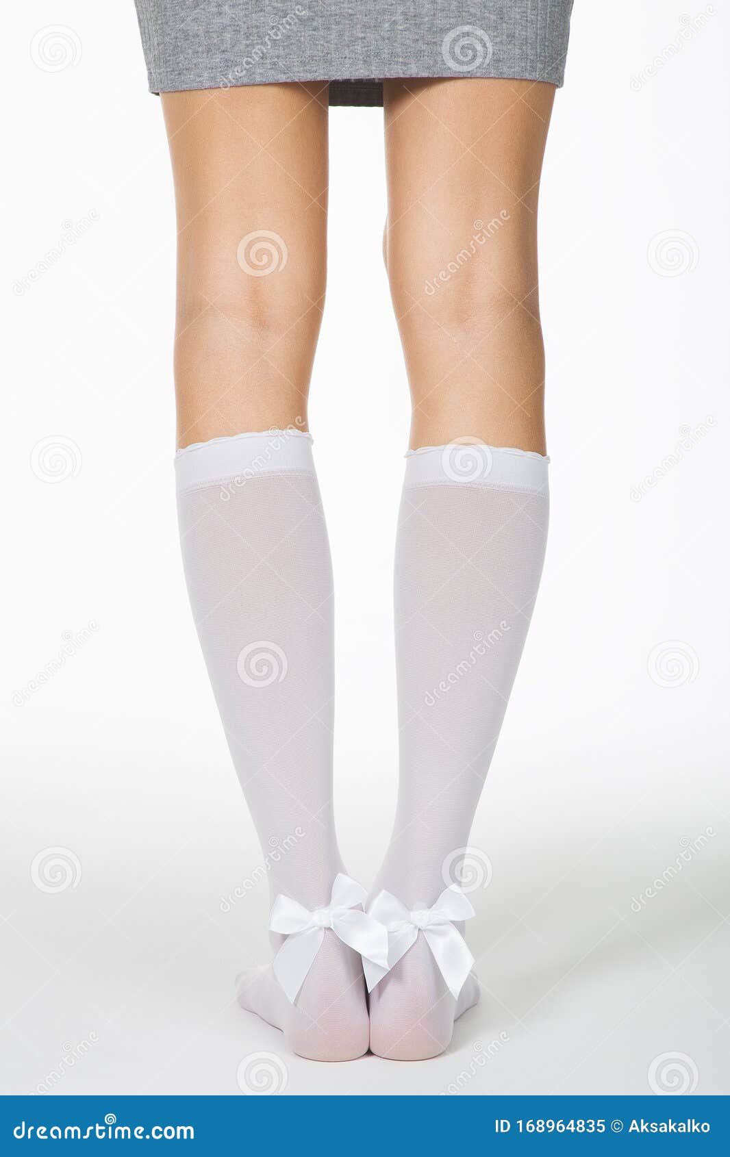 Back View of Beautiful Female Legs in White Knee Socks Stock Image ...