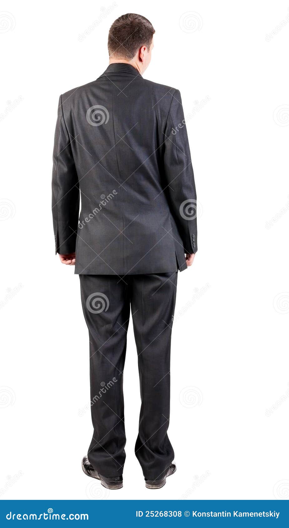 Back View Of Business Man In Black Suit Watching. Stock Photo - Image ...