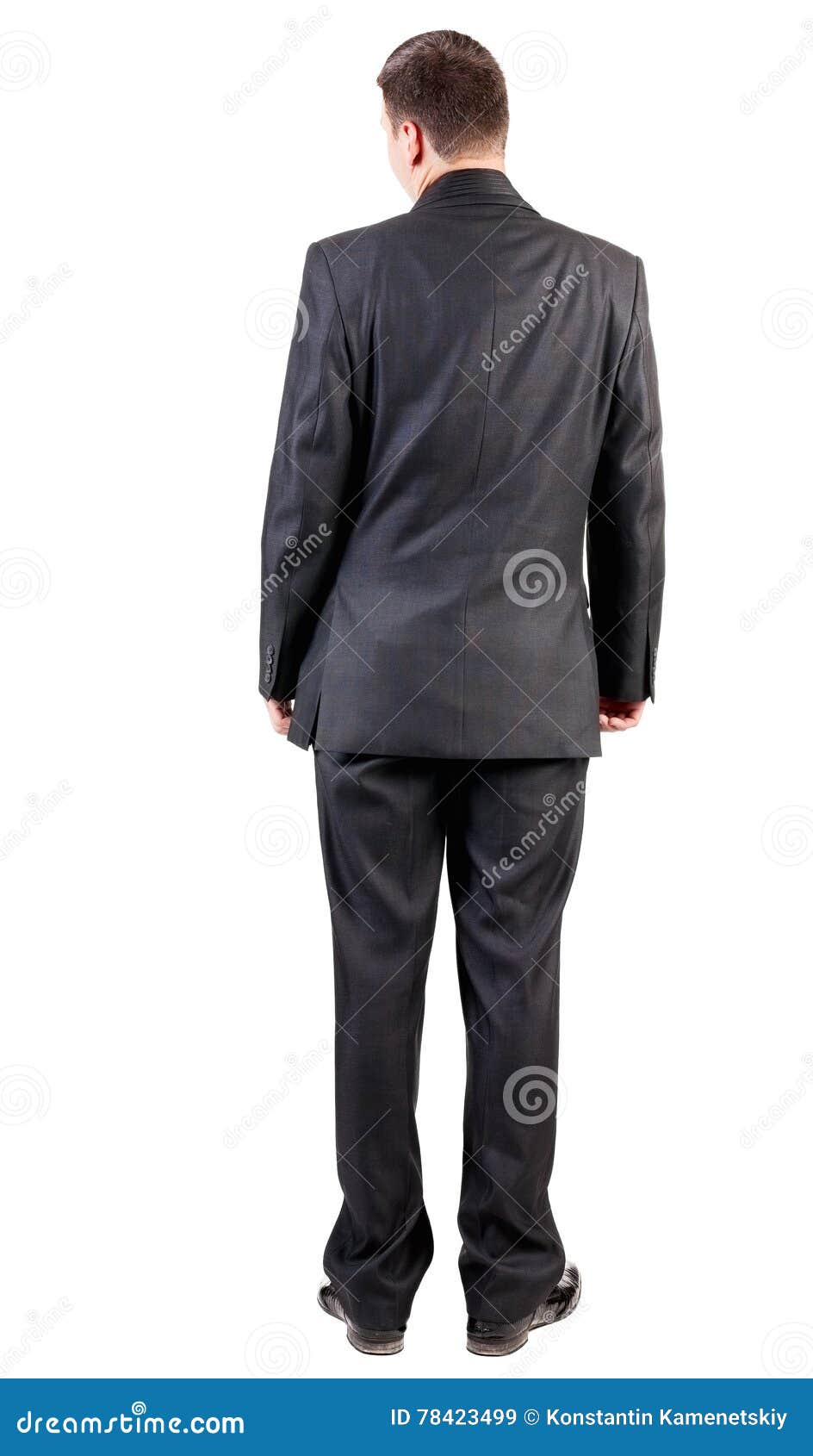Back View of Business Man in Black Suit Watching. Stock Image - Image ...
