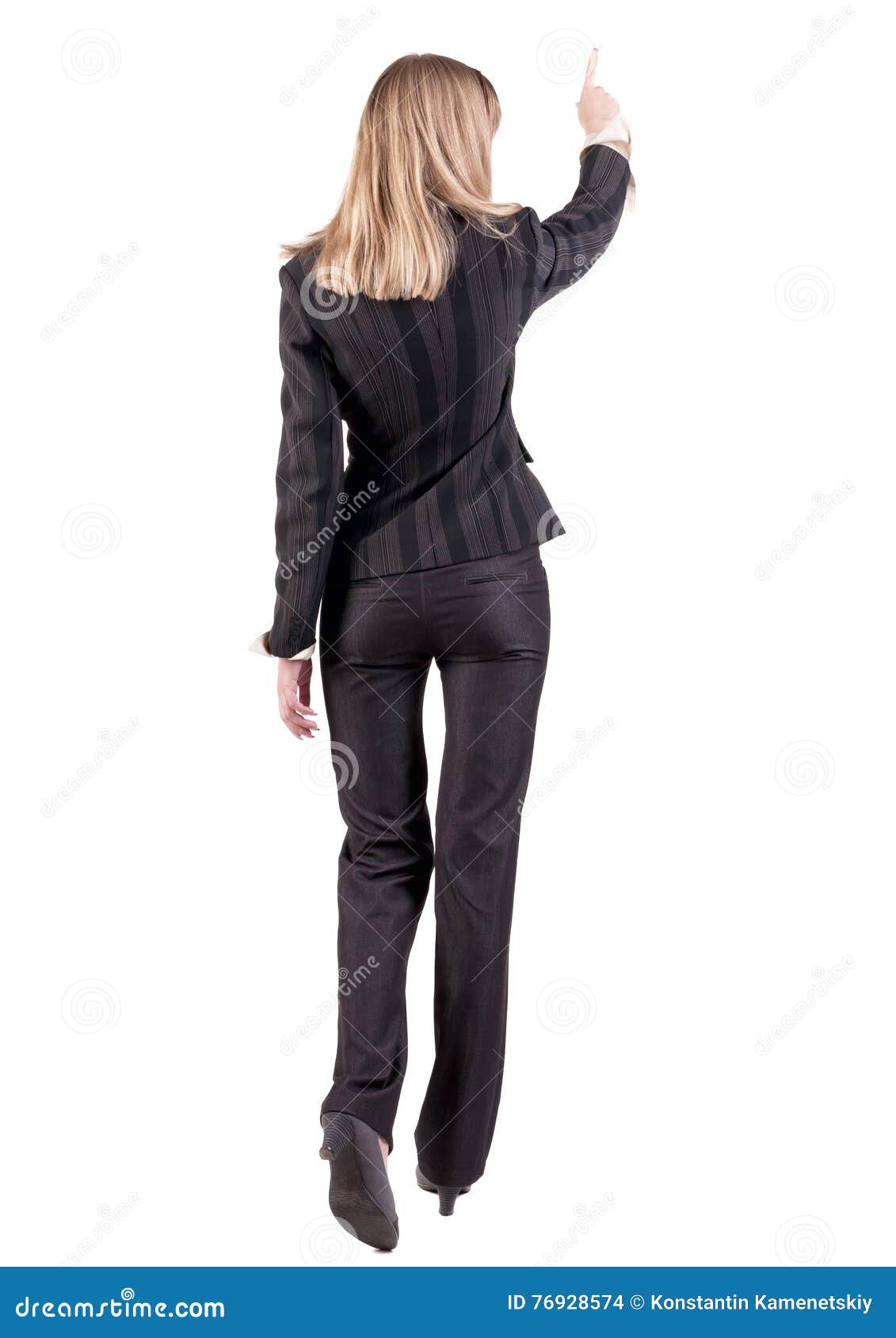 Back View of Business Woman Walking and Pointing Stock Photo - Image of ...