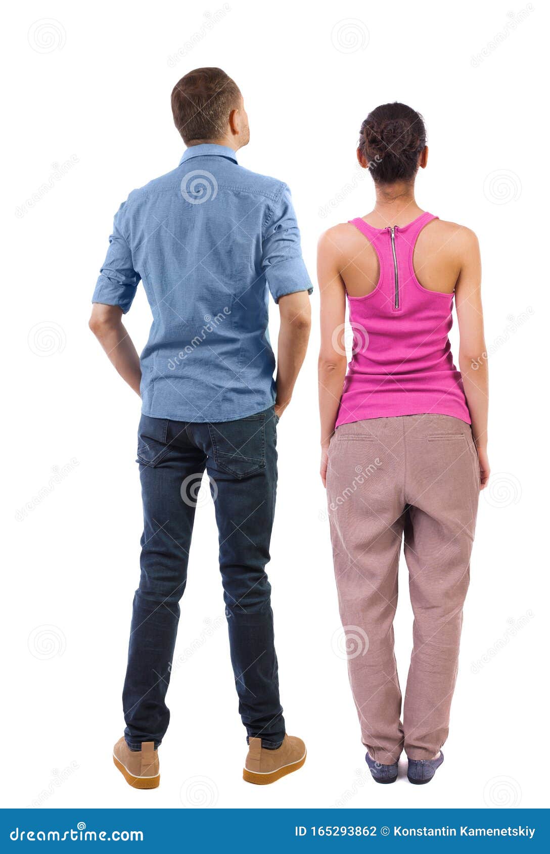 Back View of Couple. Beautiful Friendly Girl and Guy Together Stock ...