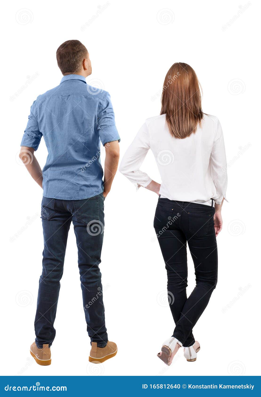 Back View of Couple. Beautiful Friendly Girl and Guy Together Stock ...