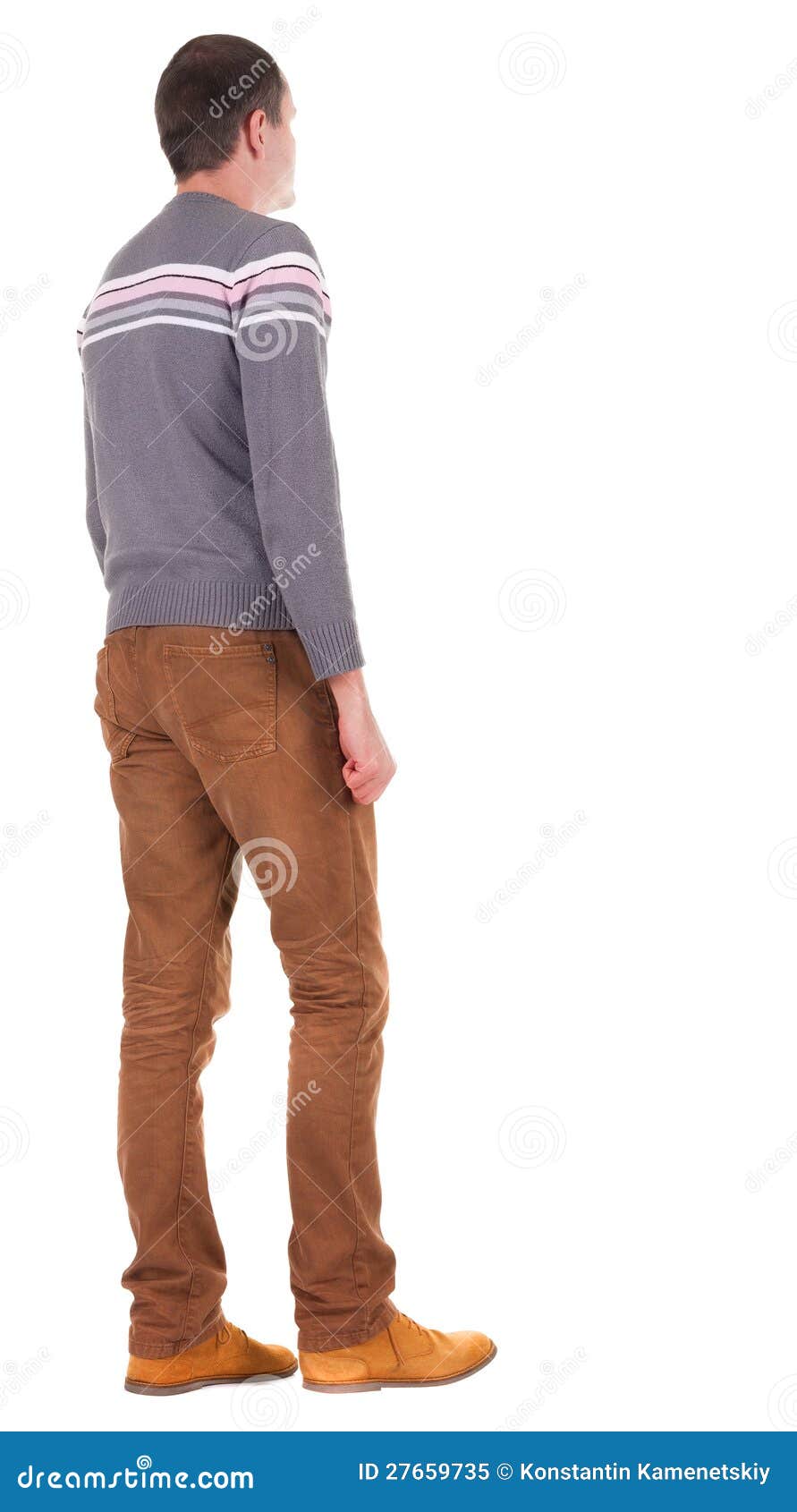 Back View of Going Handsome Man in Jeans and Sweater Stock Image ...