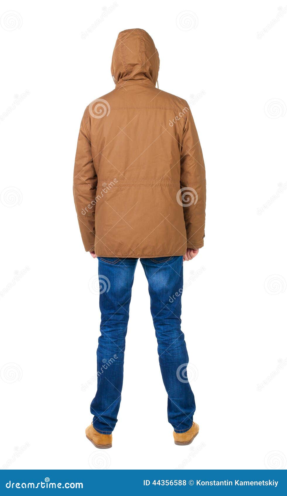 Back View of Handsome Man in Winter Parka Looking Stock Photo - Image ...