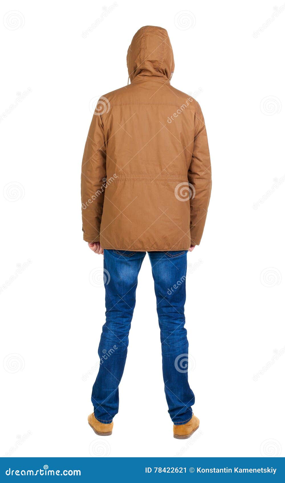 Back View of Handsome Man in Winter Parka Looking Stock Image - Image ...