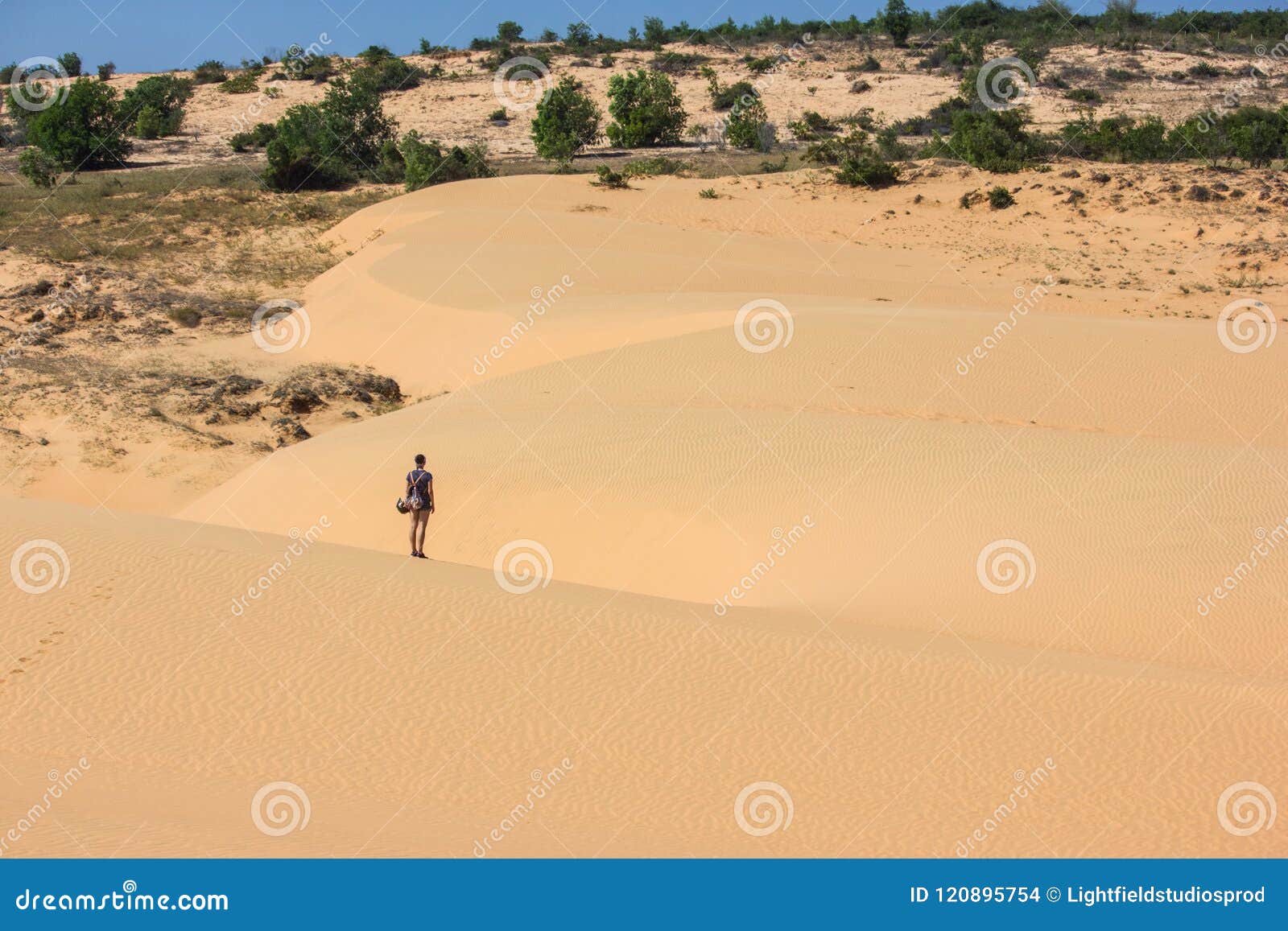 Back View of Lonely Person Standing in Desert, Vietnam, Stock Photo ...