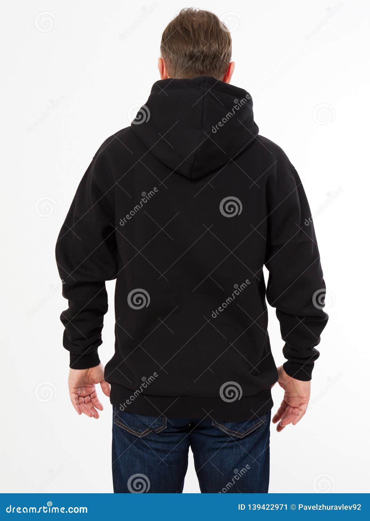 Back View - Man In Black Sweatshirt, Black Hoodies , Mock ...