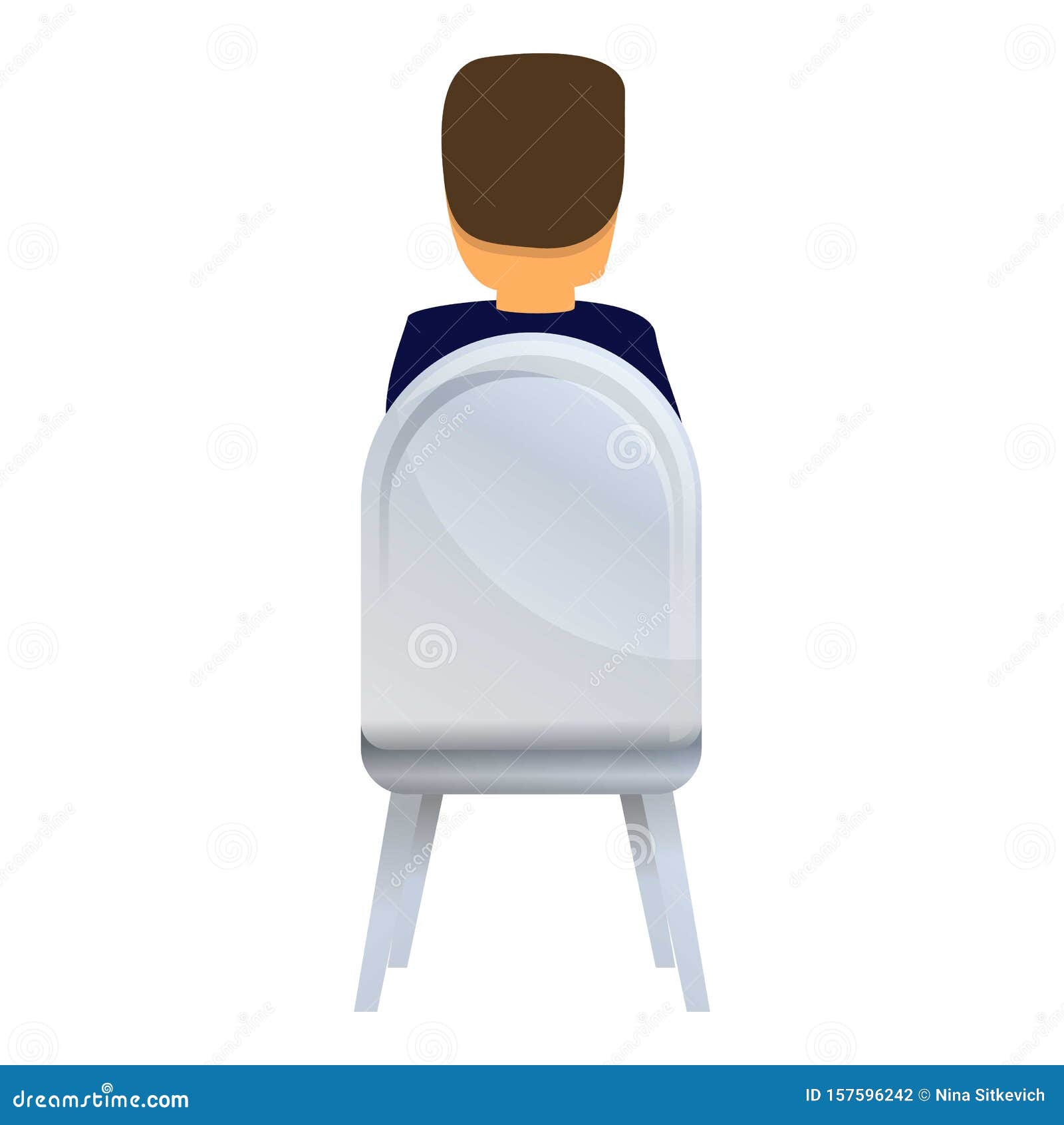 Back View Man On Chair Icon Cartoon Style Stock Vector Illustration