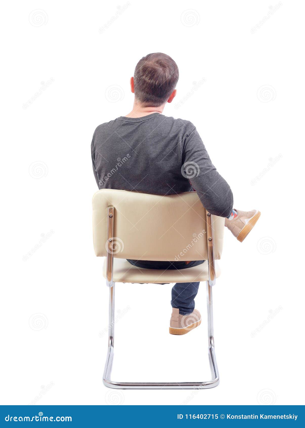 Back View of a Man Sitting on a Chair. Stock Image - Image of student,  casual: 116402715