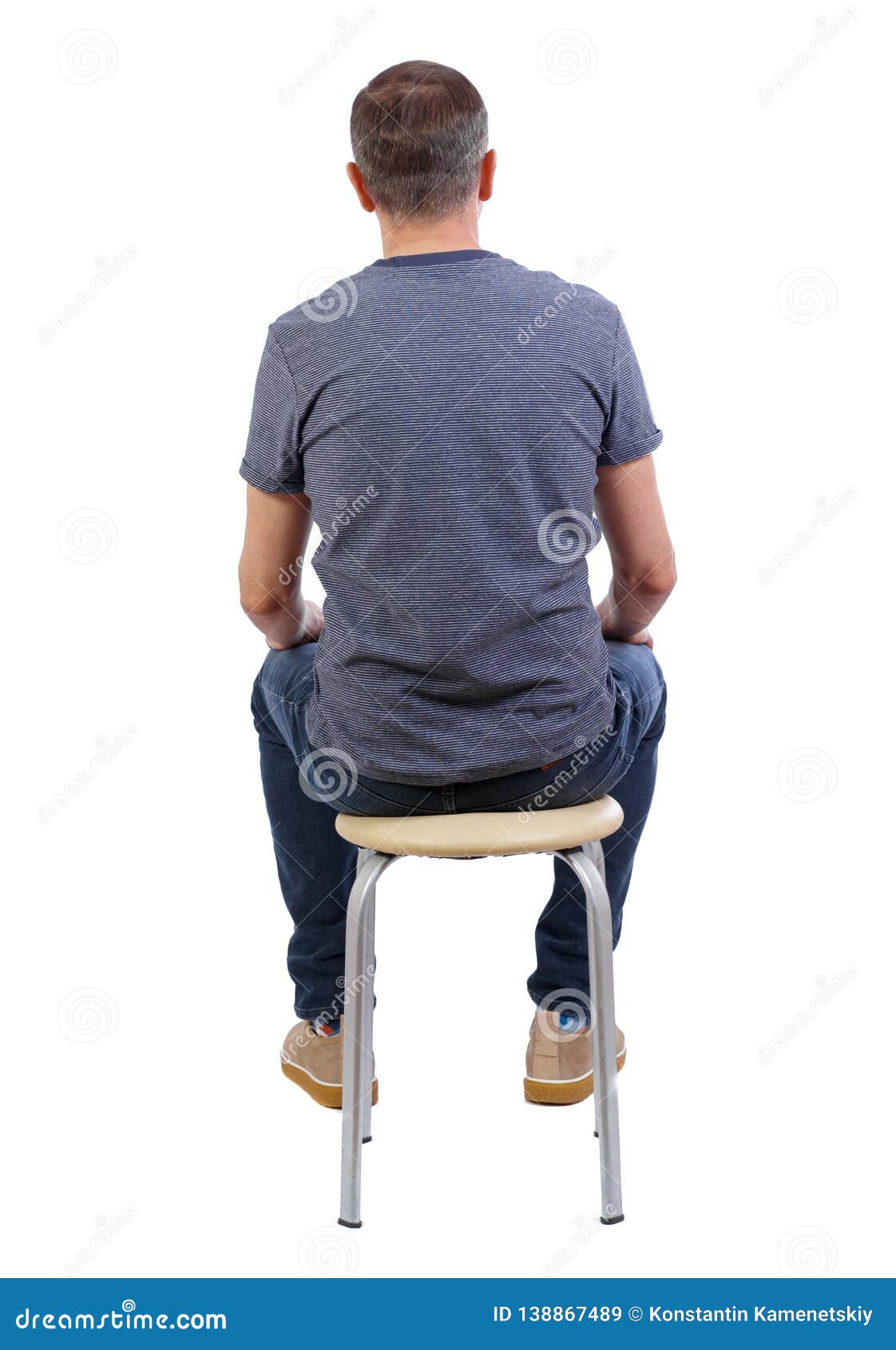 Back View Of A Man Sitting On A Chair Stock Image Image Of Education Cellar 138867489 