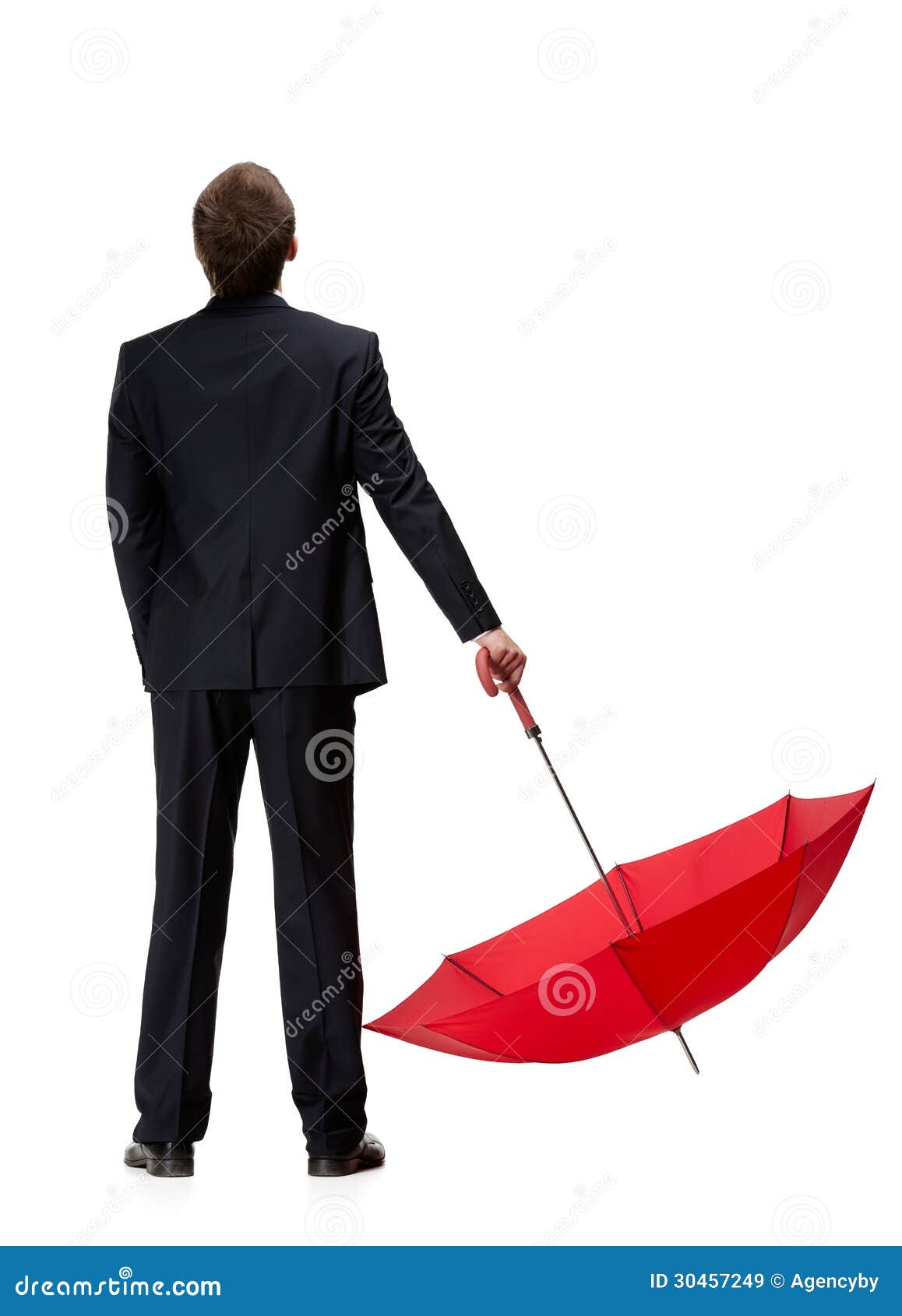 Back View of Man in Suit Holding Umbrella Stock Image Image of full
