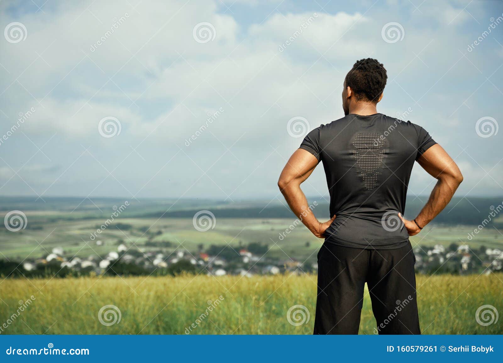 Muscular African Man in Sportswear Posing Outdoors. Stock Image - Image ...