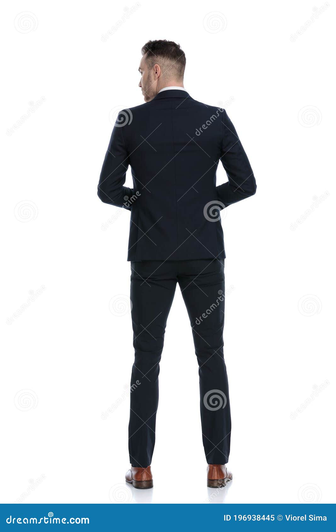 Back View of Mysterious Businessman Looking Over Shoulder Stock Image ...