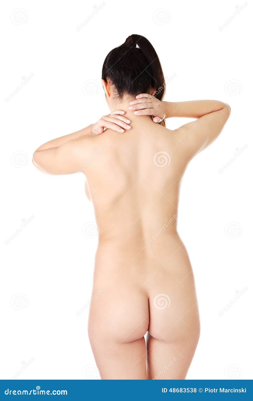 Back View Of Nude Woman Touching Her Nape Stock Photo - Image of arms, nake...